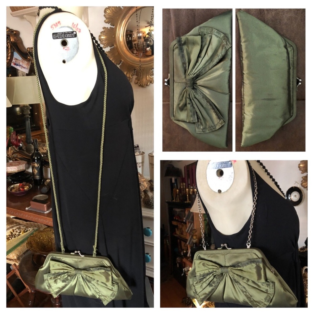 Vintage Olive Green Shoulder Crossbody Clutch - Picture 3 of 9